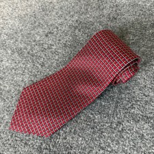 Lauren Ralph Lauren Green Label Mens Red Grid Silk Tie Hand Finished USA Made