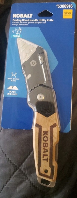 Lowes Kobalt Folding Wood Handle Utility Knife NEW