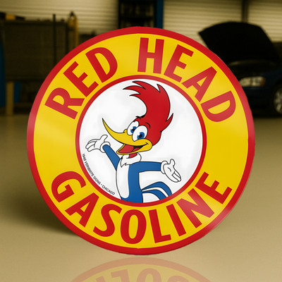 Red Head Gasoline Heavy Metal Sign - Retro Cartoon GASOLIN -50 cm  (19.7 inches)
