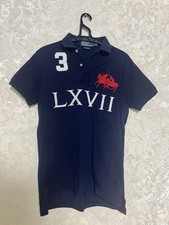 Polo Ralph Lauren 3 Big Pony Vintage Polo Shirt blue y2k