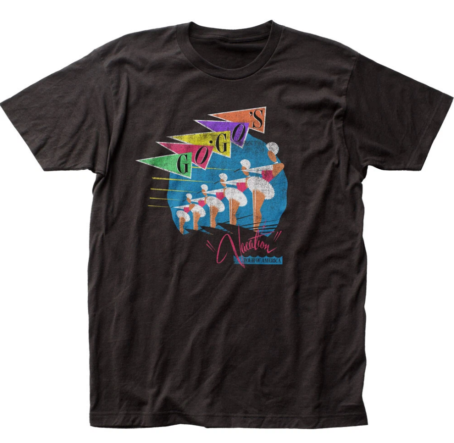 The Go-Go’s Vacation Skiiers T Shirt Mens Rock Band Retro 80s Music Tee Black