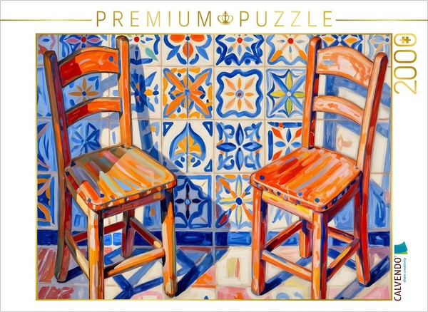 Calvendo Puzzle Colorful Chairs - Chairs In Front Of The Mosaic Wall | 2000 Piec-image