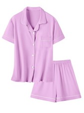 Umeyda Girls Pajamas Set Light Purple 11-12 Years 2 Piece Button-Down