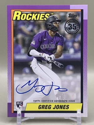 2025 Topps Greg Jones Rookie 1990 35th Anniversary Auto - Colorado Rockies