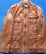 Hugo Boss Orange Men's Tan Leather Jacket. Uk52. Pit To Pit 23"