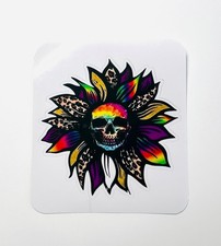 Colorful Sunflower Skull Sticker Decal Gothic Skeleton New Vinyl