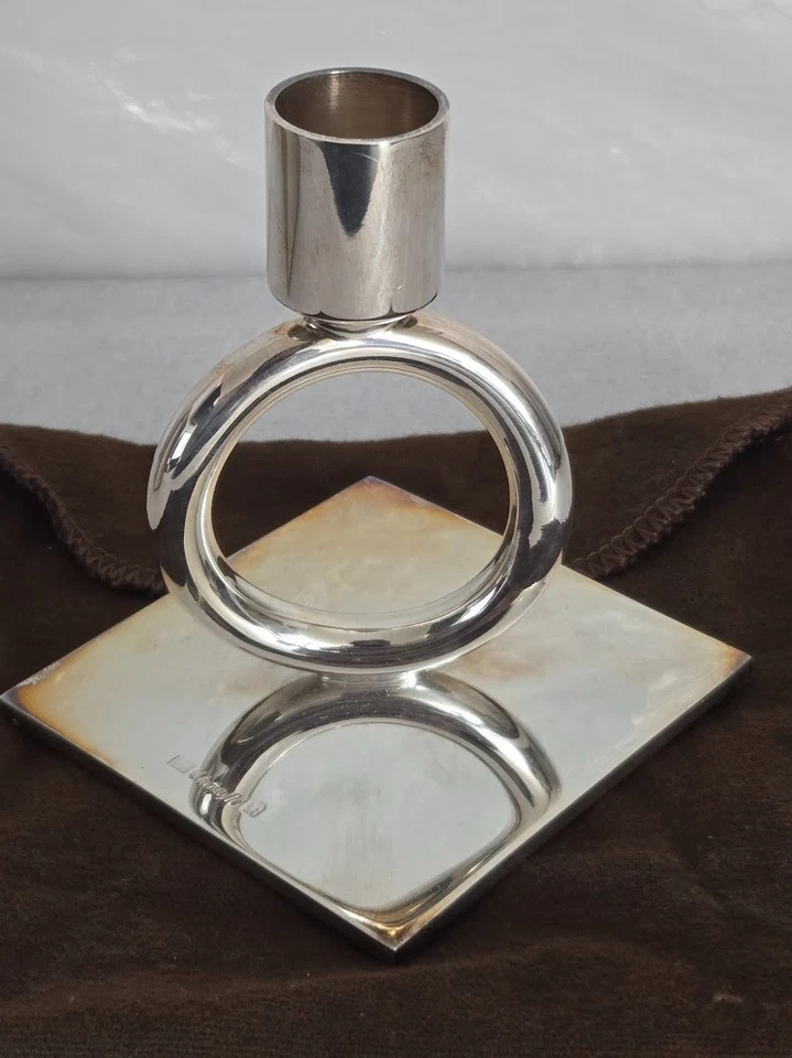 Portavelas Christofle Vertigo #4210078 plateado de un solo anillo 4" Foto 2 de 4