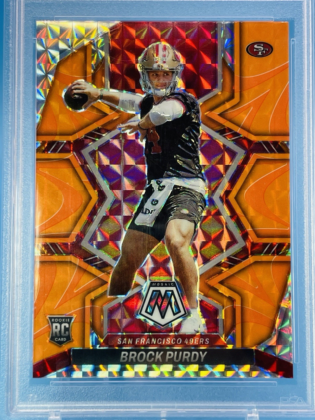2022 Mosaic ~ BROCK PURDY ~ Reactive Orange RC Prizm 💥 PSA 10 GEM MINT 🔥 view 2