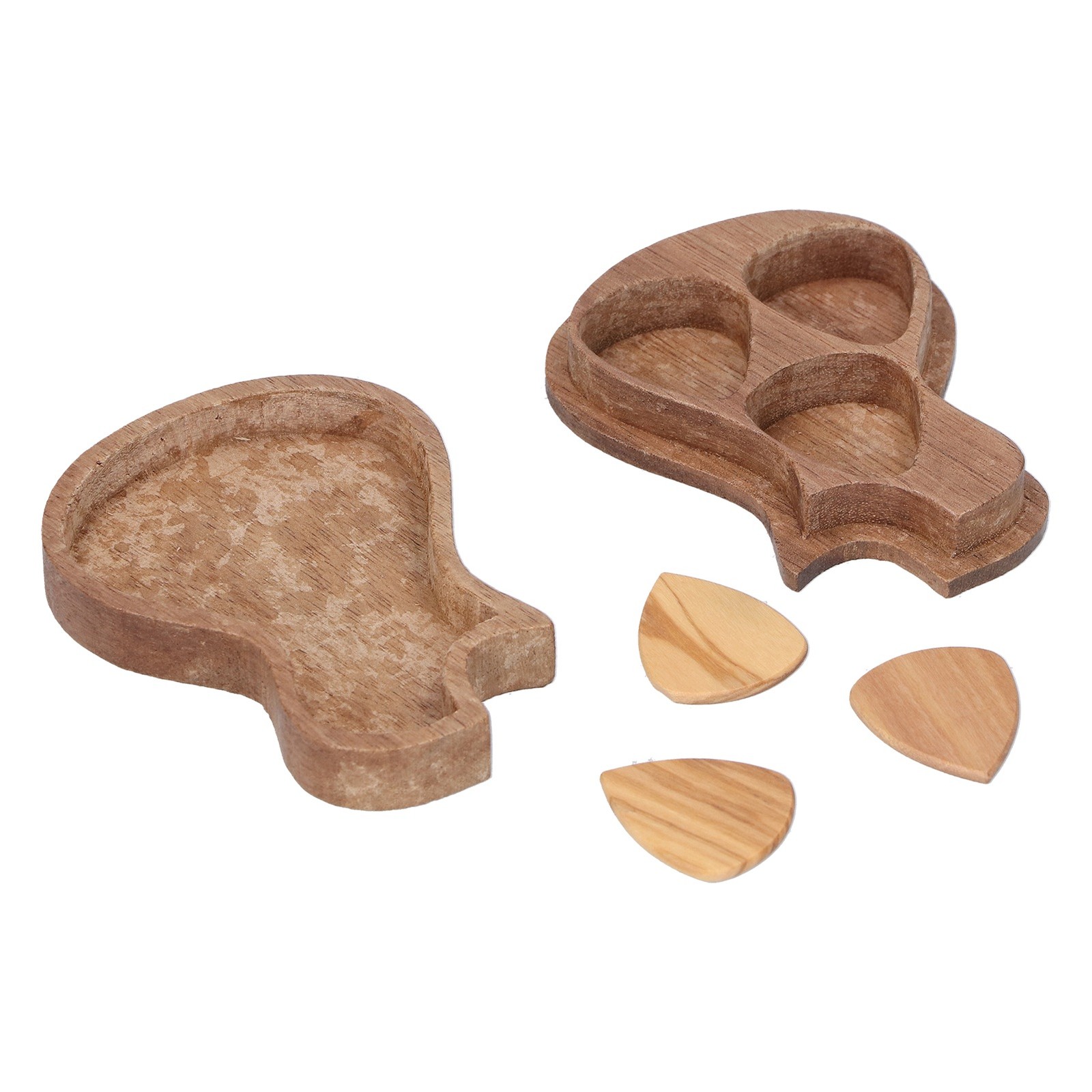 Guitar Pick Box Holder Collector With 3Pcs Wooden Picks Musical Instrument