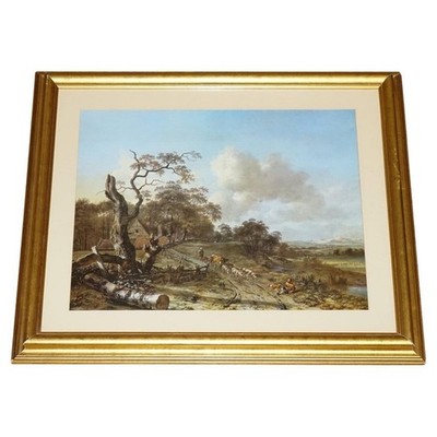 VINTAGE GERAHMTER DRUCK IM GOLDRAHMEN VOM NIEDERLÄNDISCHEN MALER JAN WIJNANTS 74 X 87 CM