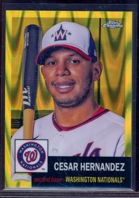 Cesar Hernandez 2022 Topps Chrome Platinum Yellow RayWave Ref #253 (61/250)