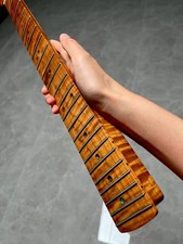Stainless 22Fret DIY Reverse Roasted Maple flame Electric guitar neck Left hand