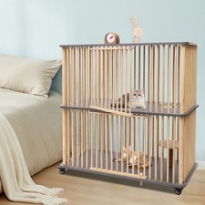 Cat House, Wooden Large Cat Villa, Cat Cage 112 56 108cm/44.1 22 42.5in
