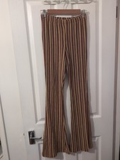 BNWT Urban Outfitters 70s Bell-bottom Flared Trousers Stripe Red Yellow Size M