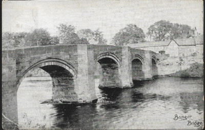 Bangor-on-Dee, Wrexham - Bridge, Royal Oak Hotel - Postkarte (Offa) 1905 pmk