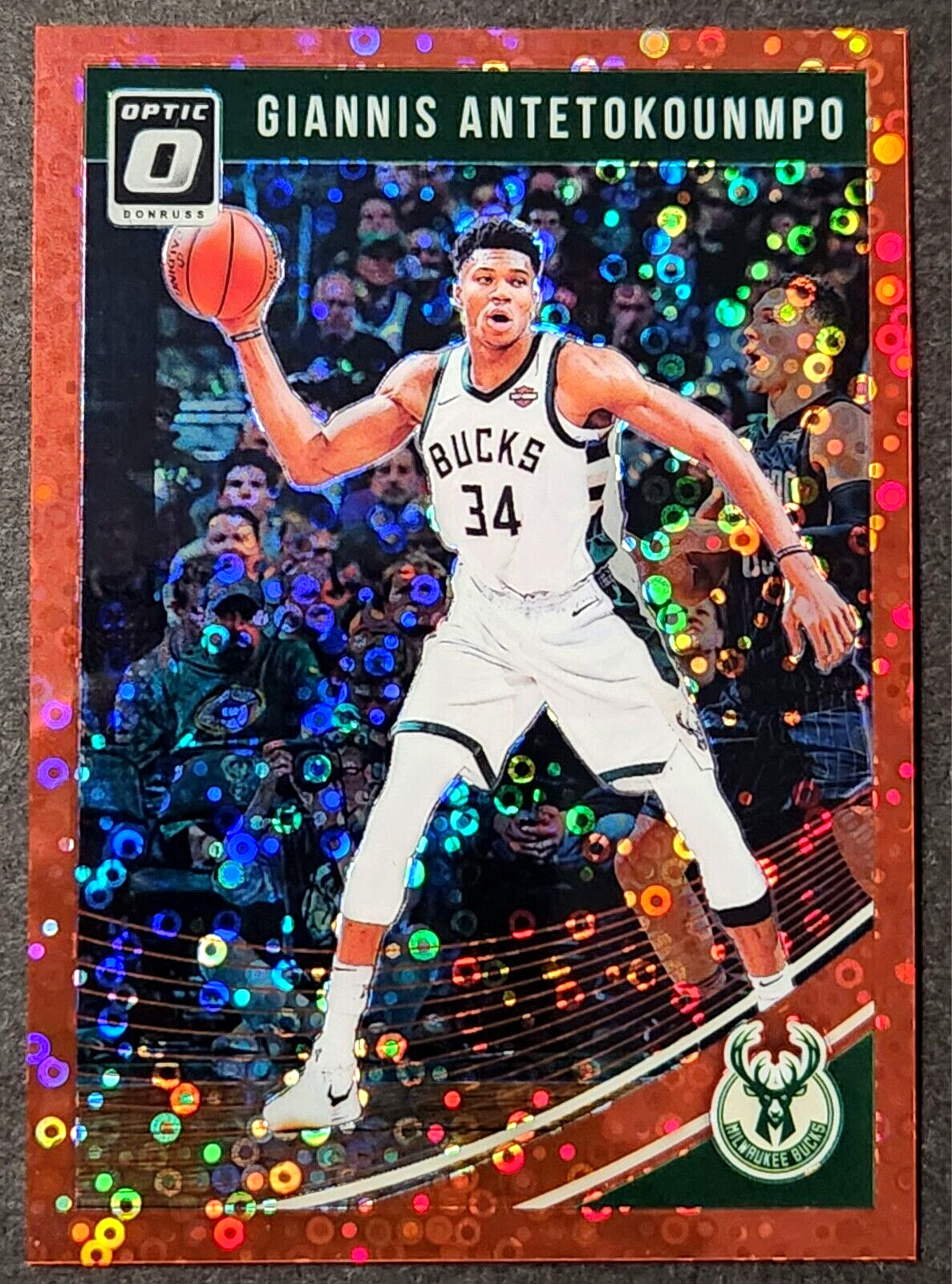 2018-19 Donruss Optic Giannis Antetokounmpo # /85 Red Fast Break Disco Prizm #85