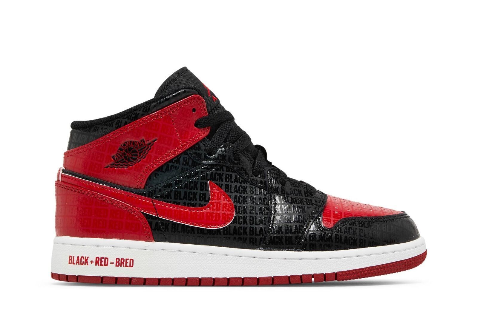 Air Jordan Air Jordan 1 Mid SS GS Черный + красный = Детская обувь Bred DM9650-001