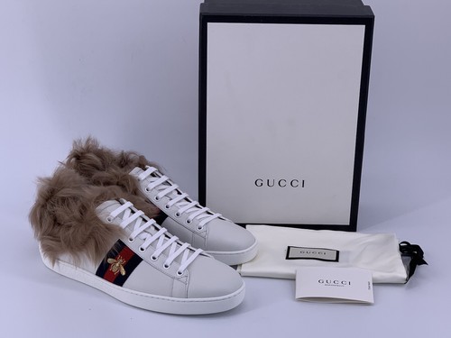 Neu Luxury Original GUCCI Damen Leder Sneakers m Pelz 498199- Gr-38/ UK-5/ US-8. - 第 1/11 張圖片