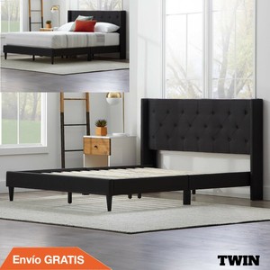 Cama Tapizada Con Cabecera De Capitone De Diamante Inspirada En Lino