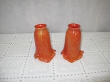 Pair of Hand Blown Glass Tulip Shades Orange/yellow