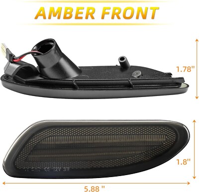 Amber LED Side Marker Lights For 2001-2007 Mercedes C-Class W203 - Plug & Play, Smoked Lens 8 thumbnail image