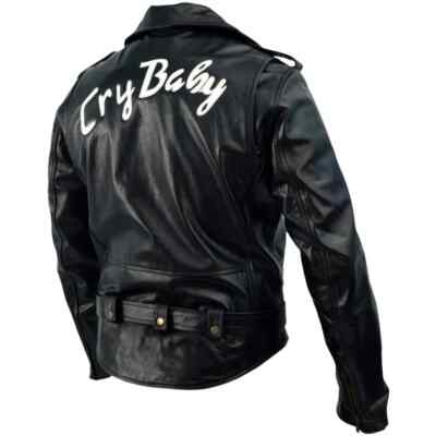 Men s Johnny Depp Wade Walker Baby Motorcycle Bike Leather Jacket Cry-baby 1990