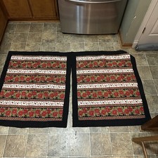 Handmade Quilt Throw Blanket Christmas Holiday Floral Poinsetta Set Of 2 Cotton