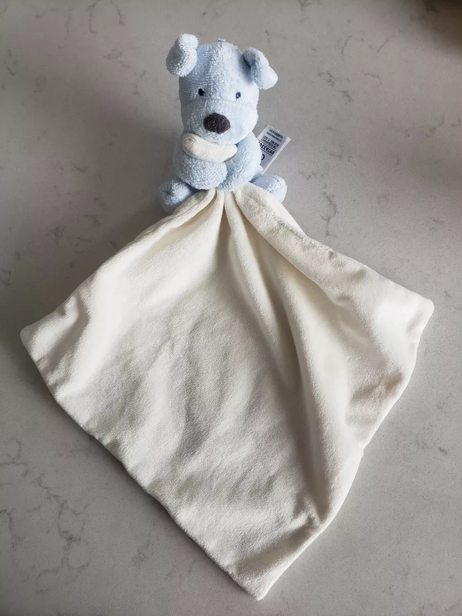 MARKS SPENCER M S CREAM BLUE PUPPY DOG BABY COMFORTER BLANKET SOFT