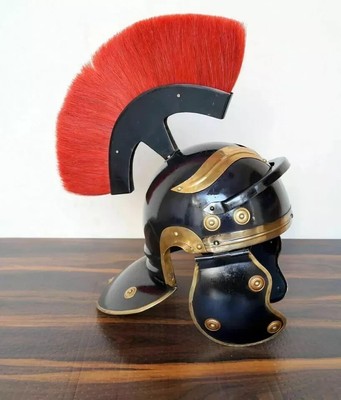 Medieval Roman Imperial Gallic Centurion Helmet Black Red Plume Steel Adult Gift