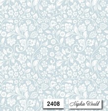  2408 TWO Individual Paper LUNCHEON Decoupage Napkins WHITE FLOWERS, pale blue