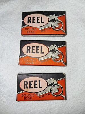 15 pcs Vintage REEL Double Edge Razor Blades VERY RARE 3 packs Reel Blade Co.