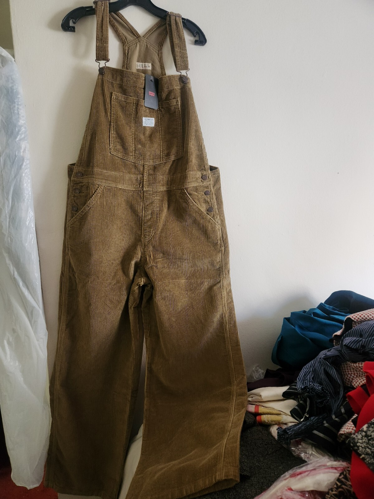 Levi's Premium Baggy Corduroy Women's Overalls Ermine Tan Women's XL NWT