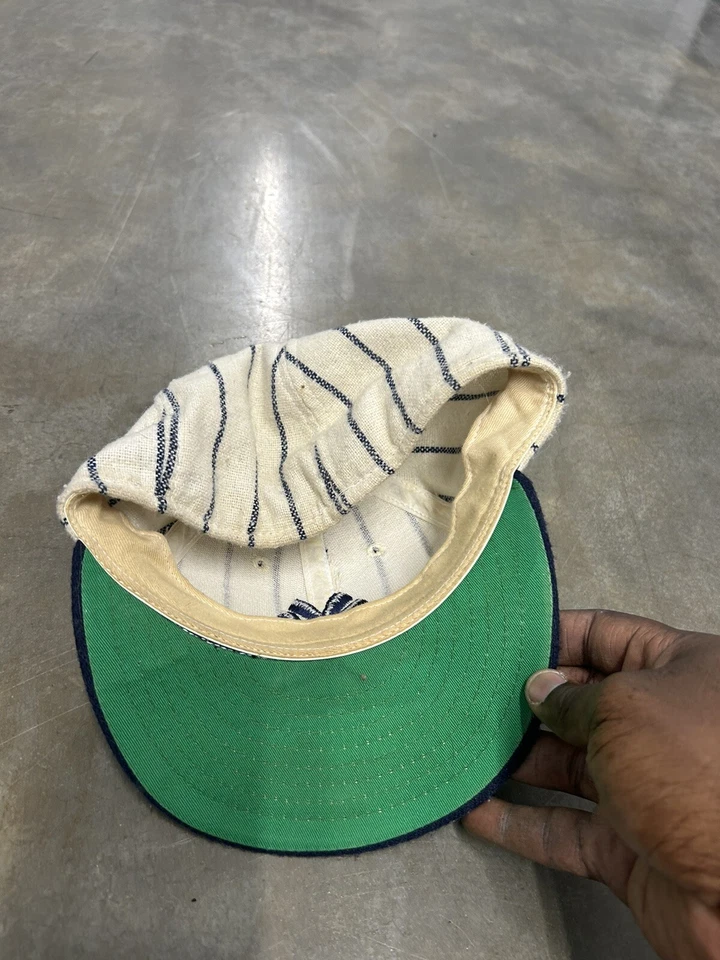 Vintage American Needle MLB Wool New York Yankees Pin Stripe Fitted Hat 7 1/8 - Image 2 of 4