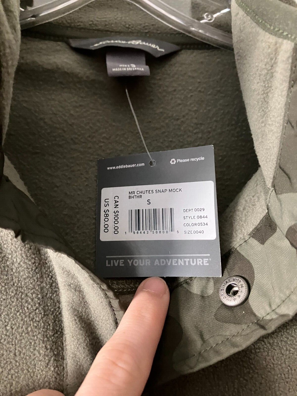 Eddie Bauer Small Mens Camo Fleece Jacket New With Tags