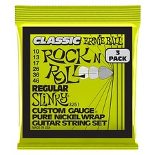 Ernie Ball 3251 Regular Slinky Pure Nickel Electric Guitar Strings 3-Pack, 10-46