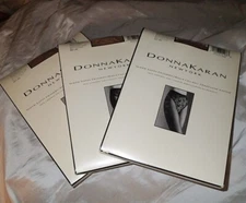 3x  Donna Karan New York ~ Sheer Satin Hosiery Pantyhose ~ DK BARE Small DK NU