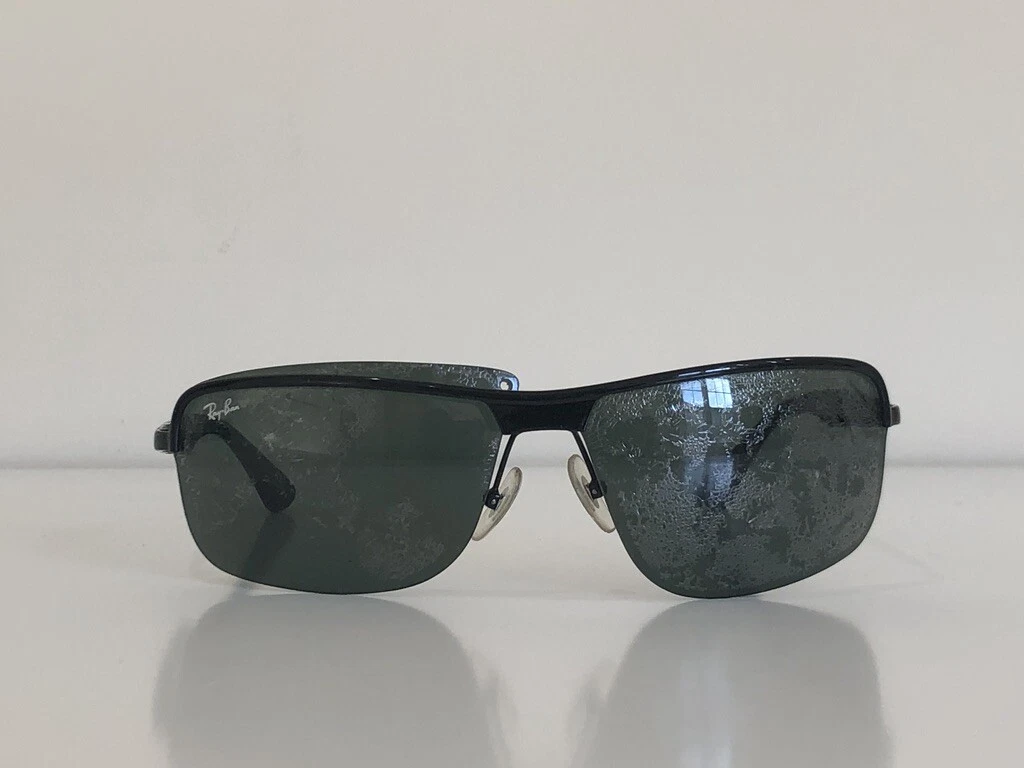 Ray Ban RB 3510 002 71 Semi Rimless Black Green Gradient Sunglasses 65 13 3N