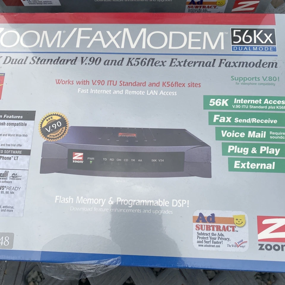 Zoom/FaxModem 2949 56Kx Dual Mode for PC V.80 Vintage New Factory Sealed Lots 2 - Image 3 of 4
