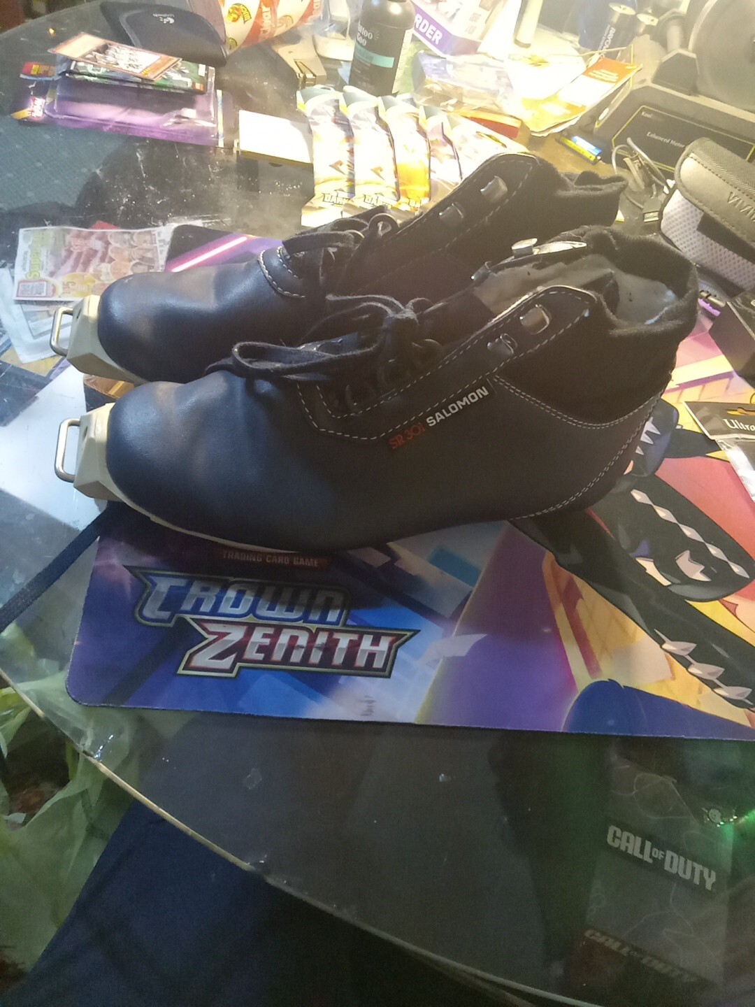 Scarpe scarponi da sci vintage Salomon SR 301 Nordic Cross Country blu taglia 4