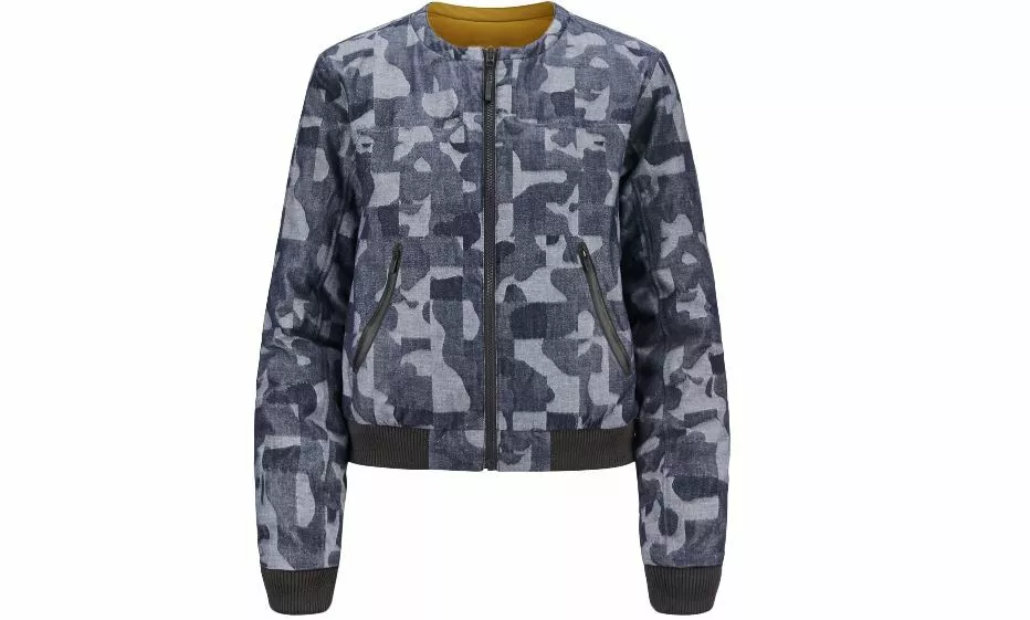 The North Face Cryos Reversible GTX Down Bomber Jacket Indigo Denim Jacquard