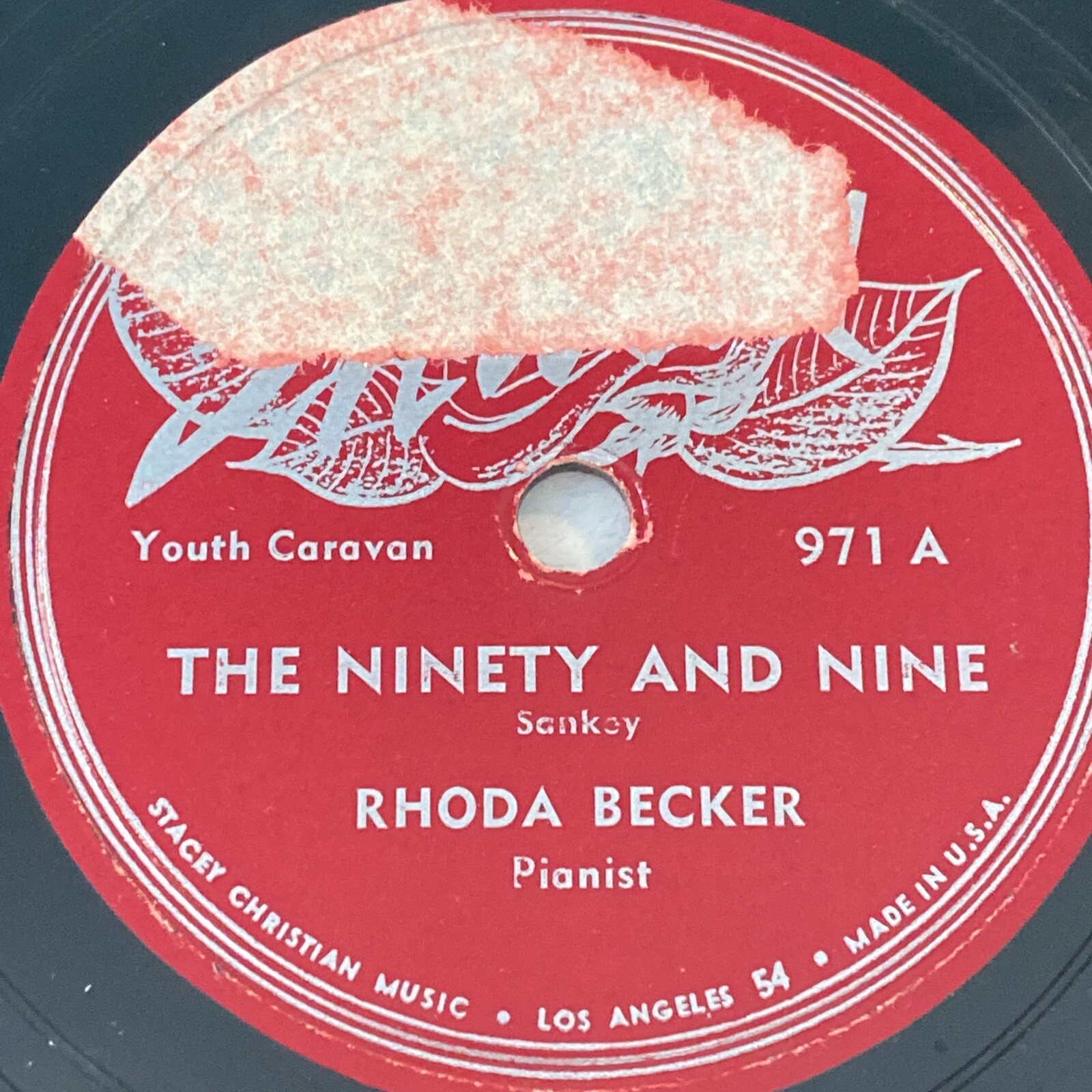 Gospel revival RHODA BECKER 78 rpm SHARON 971 THE NINETY AND NINE 1956 E+