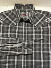 Rock 47 Pearl Snap Button Shirt Mens XL Western Plaid Multicolor
