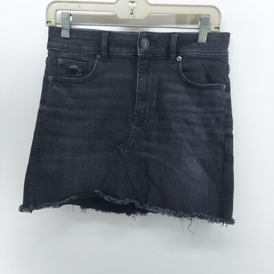 american eagle women's skirt size next level stretch black denim mini  skirt