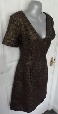 Oasis Gr. 12 schwarz marine rost gold schimmernd Anlass Kleid Faltendetail gefüttert