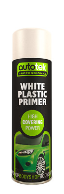 AutoTek Weiß Kunststoff Grundierung Mehrzweck Aerosol Sprühfarbe 500ml 