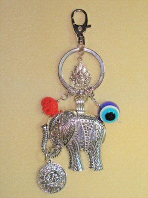 6 1/2'' Hindu Ganesha Lotus Throne Elephant Buddha, Remover of Obstacles Key Ring