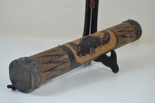 Vintage Bamboo Rainstick Fish Carved Folk Art Percussion Instrument 15.9 inches