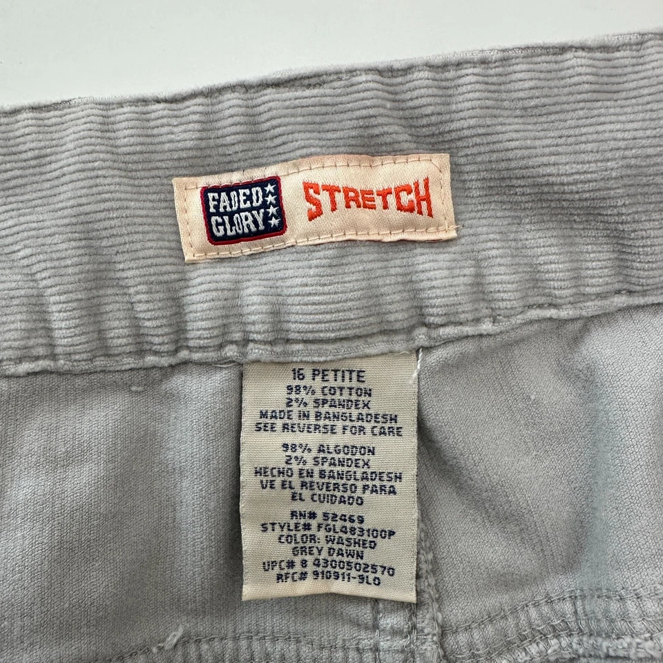 Pantalones de pana gris descoloridos Glory Bootcut bolsillos traseros con solapa para mujer talla 16P Foto 3 de 4