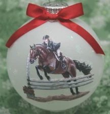 H053 Hand-made Christmas Ornament HORSE- Bay show hunter jumper 