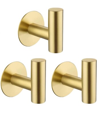 3 pack - Adhesive Towel Hooks, Heavy Duty Wall Hooks Stainless Steel